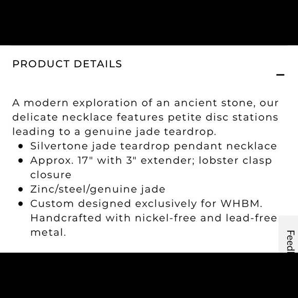 3/$30| 🌸 WHBM Jade Teardrop Pendant Necklace - Picture 3 of 6